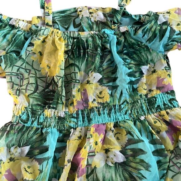Tropical High low Cold Shoulder Blouse size 14/16 I - Picture 2 of 5